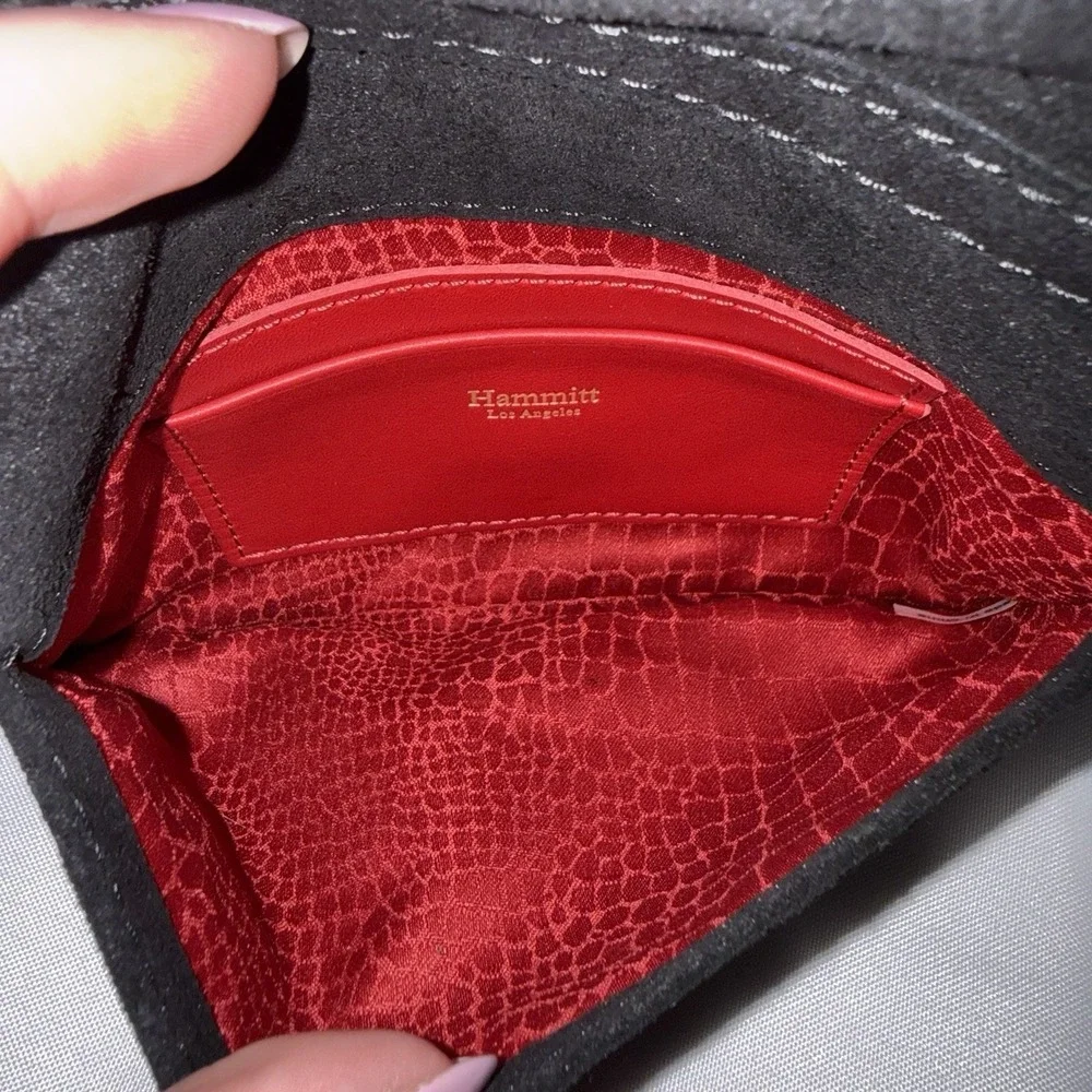 Hammitt Ryan Suede Black Clutch Crossbody Shoulder Bag Purse Gunmetal NWOT